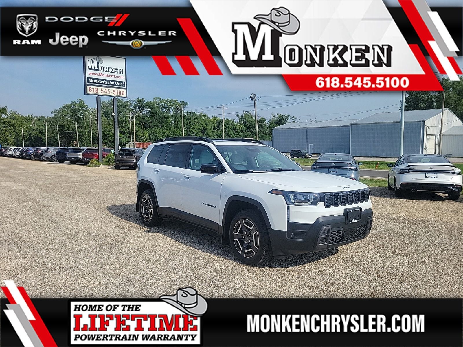 2026 Jeep Cherokee Limited in Bright White Clearcoat — front three-quarter view