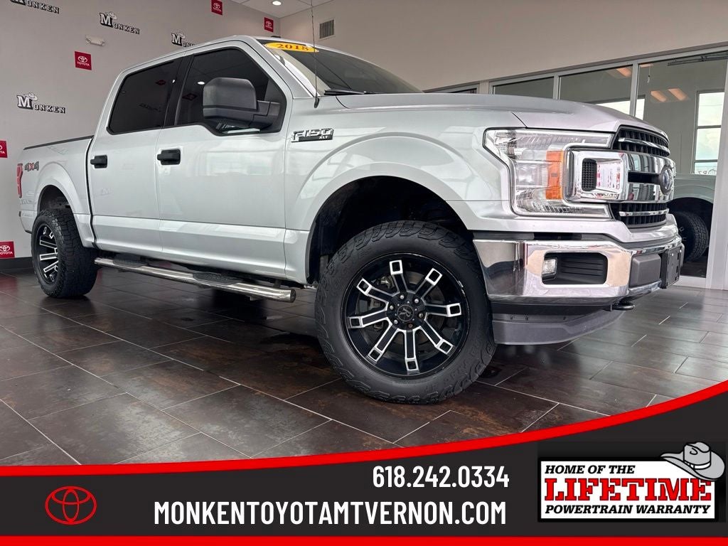 2018 Ford F-150 XLT in Ingot Silver — front three-quarter view
