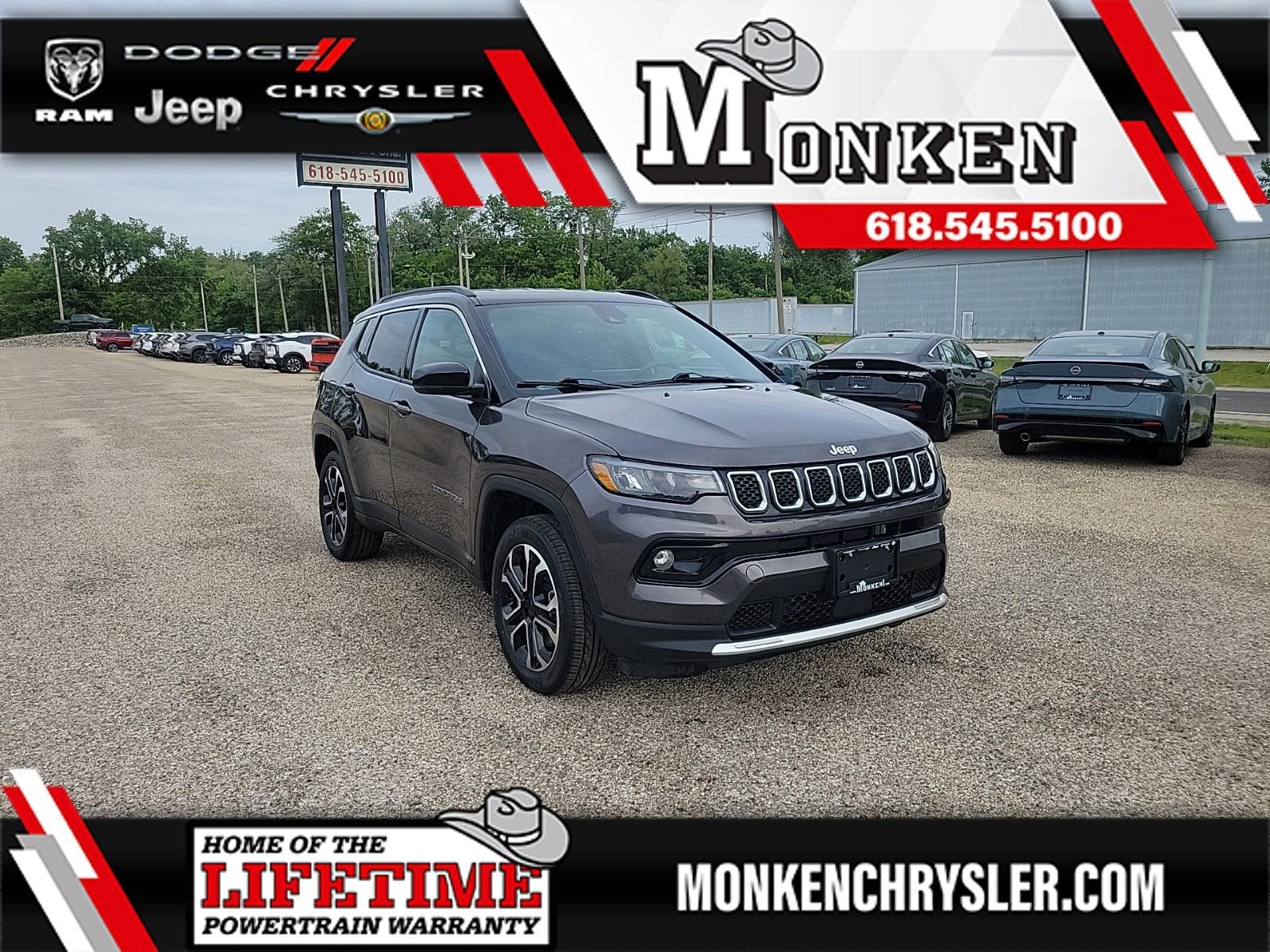 2024 Jeep Compass Limited in Granite Crystal Metallic — front three-quarter view