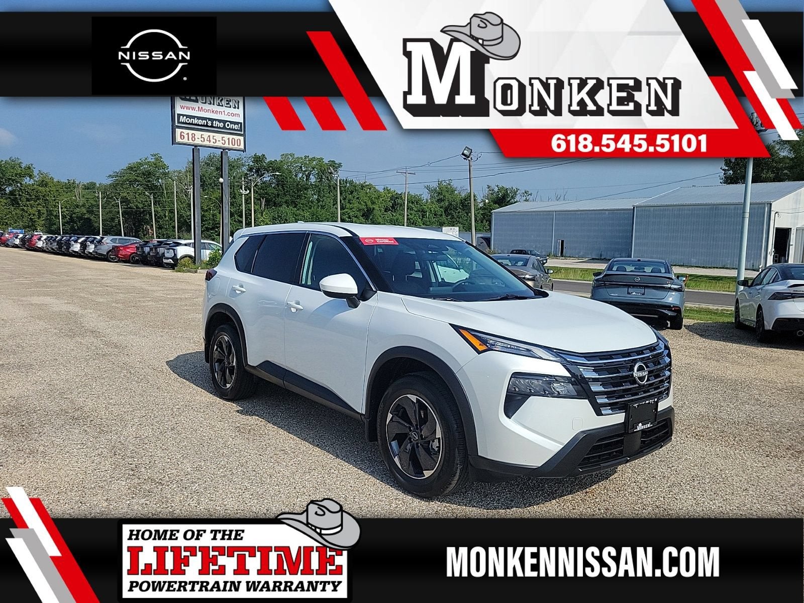 2026 Nissan Rogue SV in Everest White Pearl Tricoat — front three-quarter view