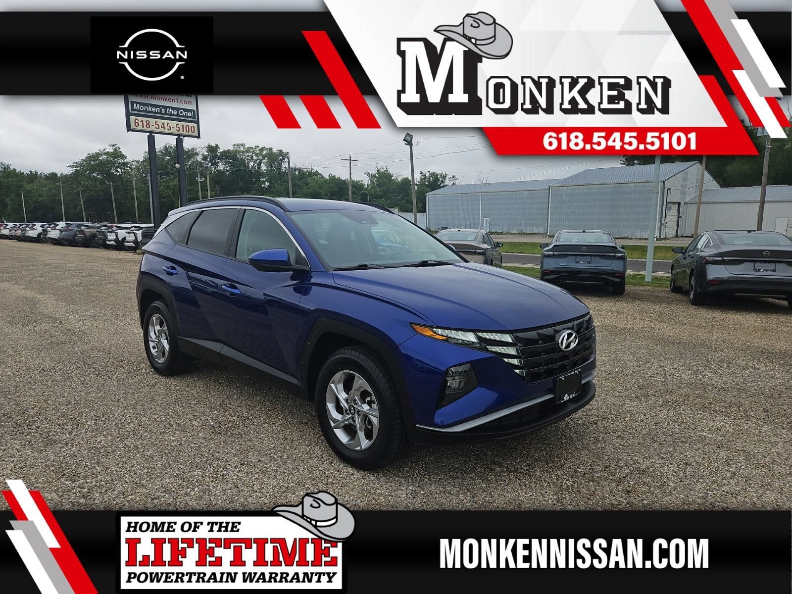 2024 Hyundai Tucson SEL in Intense Blue — front three-quarter view